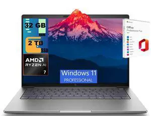 HP ZBook 8 14 Laptop, 14.0" WUXGA Touchscreen, AMD Ryzen AI 7 PRO 350 8-Cores Processor, AMD Radeon 860M Graphics, 32GB DDR5 2TB PCIe SSD, Backlit KB, Fingerprint, Windows 11 Pro, Office 2021 License HP ZBook 8 14 Laptop, 14.0" WUXGA Touchscreen, AMD Ryzen AI 7 PRO 350 8-Cores Processor, AMD Radeon 860M Graphics, 32GB DDR5 2TB PCIe SSD, Backlit KB, Fingerprint, Windows 11 Pro, Office 2021 License