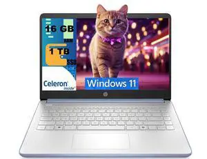 HP 14 Laptop, 14.0" HD Display, Intel Celeron N4500 2 cores processor, Intel UHD Graphics, 16GB DDR4 1TB PCIe SSD, WiFi 6, Webcam, Bluetooth 5.4, Windows 11 HP 14 Laptop, 14.0" HD Display, Intel Celeron N4500 2 cores processor, Intel UHD Graphics, 16GB DDR4 1TB PCIe SSD, WiFi 6, Webcam, Bluetooth 5.4, Windows 11