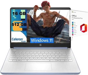 HP 14 Laptop, 14.0" HD Display, Intel Celeron N4500 2 cores processor, Intel UHD Graphics, 16GB DDR4 512GB PCIe SSD, WiFi 6, Webcam, Bluetooth 5.4, Windows 11, Office 2021 License HP 14 Laptop, 14.0" HD Display, Intel Celeron N4500 2 cores processor, Intel UHD Graphics, 16GB DDR4 512GB PCIe SSD, WiFi 6, Webcam, Bluetooth 5.4, Windows 11, Office 2021 License
