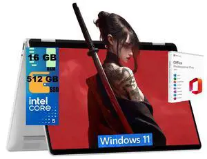 HP OmniBook 5 Flip 2-in-1 14 Laptop, 14" WUXGA Touchscreen, Intel Core 5 120U 10-Core Processor, Intel Graphics, 16GB DDR5 512GB PCIe SSD, Backlit KB, Windows 11, Office 2021 License Home HP OmniBook 5 Flip 2-in-1 14 Laptop, 14" WUXGA Touchscreen, Intel Core 5 120U 10-Core Processor, Intel Graphics, 16GB DDR5 512GB PCIe SSD, Backlit KB, Windows 11, Office 2021 License Home