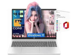 HP OmniBook 5 16 Laptop, 16.0" OLED WUXGA Display, Intel Ultra 7-255U 12-Cores Processor, Intel Graphics, 16GB DDR5 2TB PCIe SSD, Backlit KB, WiFi 6, Webcam, Windows 11, Office 2021 License HP OmniBook 5 16 Laptop, 16.0" OLED WUXGA Display, Intel Ultra 7-255U 12-Cores Processor, Intel Graphics, 16GB DDR5 2TB PCIe SSD, Backlit KB, WiFi 6, Webcam, Windows 11, Office 2021 License