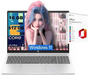 HP OmniBook 5 16 Laptop, 16.0" OLED WUXGA Display, Intel Ultra 7-255U 12-Cores Processor, Intel Graphics, 16GB DDR5 512GB PCIe SSD, Backlit KB, WiFi 6, Webcam, Windows 11, Office 2021 License HP OmniBook 5 16 Laptop, 16.0" OLED WUXGA Display, Intel Ultra 7-255U 12-Cores Processor, Intel Graphics, 16GB DDR5 512GB PCIe SSD, Backlit KB, WiFi 6, Webcam, Windows 11, Office 2021 License