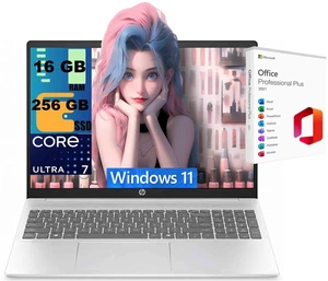HP OmniBook 5 16 Laptop, 16.0" OLED WUXGA Display, Intel Ultra 7-255U 12-Cores Processor, Intel Graphics, 16GB DDR5 256GB PCIe SSD, Backlit KB, WiFi 6, Webcam, Windows 11, Office 2021 License HP OmniBook 5 16 Laptop, 16.0" OLED WUXGA Display, Intel Ultra 7-255U 12-Cores Processor, Intel Graphics, 16GB DDR5 256GB PCIe SSD, Backlit KB, WiFi 6, Webcam, Windows 11, Office 2021 License