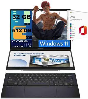 ASUS Zenbook Duo AI Powered 2-in-1 Laptop, 14.0" OLED WUXGA Touchscreen, Intel Ultra 9-285H 16-Cores Processor, Intel Arc 140V Graphics, 32GB DDR5 512GB PCIe SSD, Windows 11, Office 2021 License ASUS Zenbook Duo AI Powered 2-in-1 Laptop, 14.0" OLED WUXGA Touchscreen, Intel Ultra 9-285H 16-Cores Processor, Intel Arc 140V Graphics, 32GB DDR5 512GB PCIe SSD, Windows 11, Office 2021 License