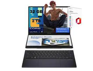 ASUS Zenbook Duo AI Powered 2-in-1 Laptop, 14.0" OLED WUXGA Touchscreen, Intel Ultra 9-285H 16-Cores Processor, Intel Arc 140V Graphics, 32GB DDR5 2TB PCIe SSD, Windows 11 Pro, Office 2021 License ASUS Zenbook Duo AI Powered 2-in-1 Laptop, 14.0" OLED WUXGA Touchscreen, Intel Ultra 9-285H 16-Cores Processor, Intel Arc 140V Graphics, 32GB DDR5 2TB PCIe SSD, Windows 11 Pro, Office 2021 License