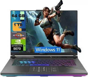 ASUS ROG Strix G16 Gaming Laptop, 16" QHD+ (2560x1600) Display, AMD Ryzen 9 9955HX 16 Cores Processor, GeForce RTX 5070 8GB GDDR7, 64GB DDR5 1TB PCIe SSD, 4-Zone RGB Backlit KB, Windows 11 ASUS ROG Strix G16 Gaming Laptop, 16" QHD+ (2560x1600) Display, AMD Ryzen 9 9955HX 16 Cores Processor, GeForce RTX 5070 8GB GDDR7, 64GB DDR5 1TB PCIe SSD, 4-Zone RGB Backlit KB, Windows 11