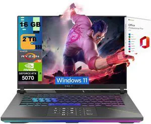 ASUS ROG Strix G16 Gaming Laptop, 16" QHD+ Display, AMD Ryzen 9 9955HX 16 Cores Processor, GeForce RTX 5070 8GB GDDR7, 16GB DDR5 2TB PCIe SSD, 4-Zone RGB Backlit KB, Windows 11, Office 2021 License ASUS ROG Strix G16 Gaming Laptop, 16" QHD+ Display, AMD Ryzen 9 9955HX 16 Cores Processor, GeForce RTX 5070 8GB GDDR7, 16GB DDR5 2TB PCIe SSD, 4-Zone RGB Backlit KB, Windows 11, Office 2021 License