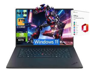 Lenovo ThinkPad T1g 16 Gaming Laptop, 16" 3.2K (3200 x 2000) Display, Intel Core Ultra 9 285H 16 Cores Processor, RTX 5070 8 GB GDDR7, 64GB DDR5 2TB PCIe SSD, Windows 11, Office 2021 License Lenovo ThinkPad T1g 16 Gaming Laptop, 16" 3.2K (3200 x 2000) Display, Intel Core Ultra 9 285H 16 Cores Processor, RTX 5070 8 GB GDDR7, 64GB DDR5 2TB PCIe SSD, Windows 11, Office 2021 License