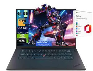 Lenovo ThinkPad T1g 16 Gaming Laptop, 16" 3.2K (3200 x 2000) Display, Intel Core Ultra 9 285H 16 Cores Processor, RTX 5070 8 GB GDDR7, 64GB DDR5 1TB PCIe SSD, Windows 11 Pro, Office 2021 License Lenovo ThinkPad T1g 16 Gaming Laptop, 16" 3.2K (3200 x 2000) Display, Intel Core Ultra 9 285H 16 Cores Processor, RTX 5070 8 GB GDDR7, 64GB DDR5 1TB PCIe SSD, Windows 11 Pro, Office 2021 License