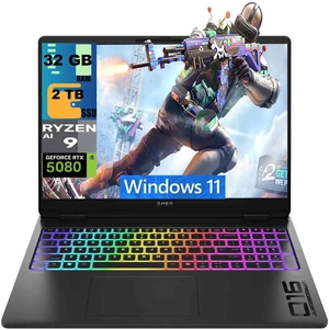 HP Omen Max 16 Gaming Laptop, 16" WQXGA (2560×1600) Display, AMD Ryzen AI 9 HX 375 Processor, NVIDIA GeForce RTX 5080 16GB GDDR7 Graphics, 32GB DDR5 2TB PCIe SSD, Wi-Fi 7, Windows 11 HP Omen Max 16 Gaming Laptop, 16" WQXGA (2560×1600) Display, AMD Ryzen AI 9 HX 375 Processor, NVIDIA GeForce RTX 5080 16GB GDDR7 Graphics, 32GB DDR5 2TB PCIe SSD, Wi-Fi 7, Windows 11