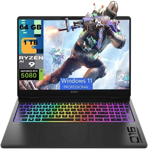 HP Omen Max 16 Gaming Laptop, 16" WQXGA (2560×1600) Display, AMD Ryzen AI 9 HX 375 Processor, NVIDIA GeForce RTX 5080 16GB GDDR7 Graphics, 64GB DDR5 1TB PCIe SSD, Wi-Fi 7, Windows 11 Pro HP Omen Max 16 Gaming Laptop, 16" WQXGA (2560×1600) Display, AMD Ryzen AI 9 HX 375 Processor, NVIDIA GeForce RTX 5080 16GB GDDR7 Graphics, 64GB DDR5 1TB PCIe SSD, Wi-Fi 7, Windows 11 Pro