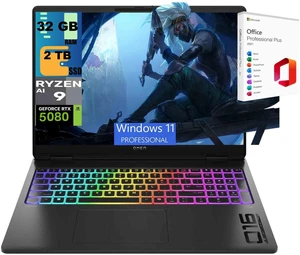 HP Omen Max 16 Gaming Laptop, 16" WQXGA Display, AMD Ryzen AI 9 HX 375 Processor, NVIDIA GeForce RTX 5080 16GB GDDR7 Graphics, 32GB DDR5 2TB PCIe SSD, Wi-Fi 7, Windows 11 Pro, Office 2021 License HP Omen Max 16 Gaming Laptop, 16" WQXGA Display, AMD Ryzen AI 9 HX 375 Processor, NVIDIA GeForce RTX 5080 16GB GDDR7 Graphics, 32GB DDR5 2TB PCIe SSD, Wi-Fi 7, Windows 11 Pro, Office 2021 License