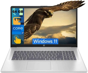 HP 17 Laptop, 17.3" HD+ Touchscreen, Intel Core i5-1335U 10-core processor, Intel Iris Graphics, 64GB DDR4 1TB PCIe SSD, Wi-Fi 6, Webcam, Windows 11 HP 17 Laptop, 17.3" HD+ Touchscreen, Intel Core i5-1335U 10-core processor, Intel Iris Graphics, 64GB DDR4 1TB PCIe SSD, Wi-Fi 6, Webcam, Windows 11