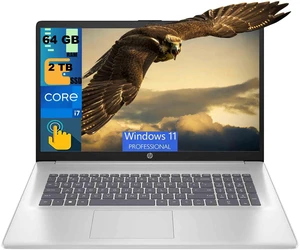 HP 17 Laptop, 17.3" HD+ Touchscreen, Intel Core i5-1335U 10-core processor, Intel Iris Graphics, 64GB DDR4 2TB PCIe SSD, Wi-Fi 6, Webcam, Windows 11 Pro HP 17 Laptop, 17.3" HD+ Touchscreen, Intel Core i5-1335U 10-core processor, Intel Iris Graphics, 64GB DDR4 2TB PCIe SSD, Wi-Fi 6, Webcam, Windows 11 Pro