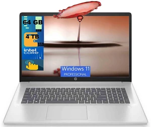 HP 17 Laptop, 17.3" HD+ Touchscreen, Intel Core 5 120U 10 Cores Processor, Intel Graphics, 64GB DDR4 4TB PCIe SSD, Backlit Keyboard, Wi-Fi 6, Windows 11 Pro HP 17 Laptop, 17.3" HD+ Touchscreen, Intel Core 5 120U 10 Cores Processor, Intel Graphics, 64GB DDR4 4TB PCIe SSD, Backlit Keyboard, Wi-Fi 6, Windows 11 Pro