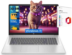 HP 17 Laptop, 17.3" HD+ Touchscreen, Intel Core 5 120U 10 Cores Processor, Intel Graphics, 32GB DDR4 1TB PCIe SSD, Backlit Keyboard, Wi-Fi 6, Windows 11, Office 2021 License HP 17 Laptop, 17.3" HD+ Touchscreen, Intel Core 5 120U 10 Cores Processor, Intel Graphics, 32GB DDR4 1TB PCIe SSD, Backlit Keyboard, Wi-Fi 6, Windows 11, Office 2021 License