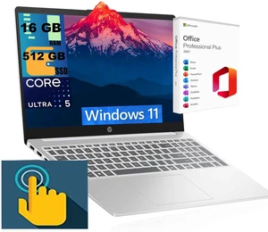 HP 15 Laptop, 15.6" FHD Touchscreen, Intel Core Ultra 5 125H 14 cores Processor, Intel Graphics, 16GB DDR5 512GB PCIe SSD, Wifi 6, Windows 11, Office 2021 License HP 15 Laptop, 15.6" FHD Touchscreen, Intel Core Ultra 5 125H 14 cores Processor, Intel Graphics, 16GB DDR5 512GB PCIe SSD, Wifi 6, Windows 11, Office 2021 License