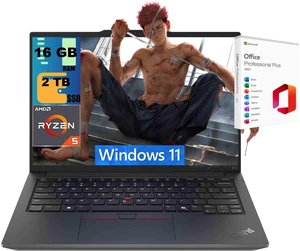 Lenovo ThinkPad E14 Laptop, 14" WUXGA Display, AMD Ryzen 5 7535U 6-Core Processor, AMD Radeon Graphics, 16GB DDR5 2TB PCIe SSD, Fingerprint, Backlit KB, Windows 11, Office 2021 License Lenovo ThinkPad E14 Laptop, 14" WUXGA Display, AMD Ryzen 5 7535U 6-Core Processor, AMD Radeon Graphics, 16GB DDR5 2TB PCIe SSD, Fingerprint, Backlit KB, Windows 11, Office 2021 License