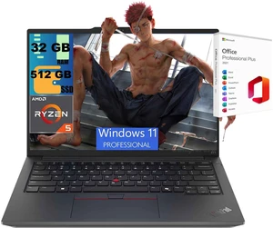 Lenovo ThinkPad E14 Laptop, 14" WUXGA Display, AMD Ryzen 5 7535U 6-Core Processor, AMD Radeon Graphics, 32GB DDR5 512GB PCIe SSD, Fingerprint, Backlit KB, Windows 11 Pro, Office 2021 License Lenovo ThinkPad E14 Laptop, 14" WUXGA Display, AMD Ryzen 5 7535U 6-Core Processor, AMD Radeon Graphics, 32GB DDR5 512GB PCIe SSD, Fingerprint, Backlit KB, Windows 11 Pro, Office 2021 License