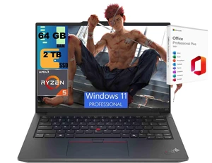 Lenovo ThinkPad E14 Laptop, 14" WUXGA Display, AMD Ryzen 5 7535U 6-Core Processor, AMD Radeon Graphics, 64GB DDR5 2TB PCIe SSD, Fingerprint, Backlit KB, Windows 11 Pro, Office 2021 License Lenovo ThinkPad E14 Laptop, 14" WUXGA Display, AMD Ryzen 5 7535U 6-Core Processor, AMD Radeon Graphics, 64GB DDR5 2TB PCIe SSD, Fingerprint, Backlit KB, Windows 11 Pro, Office 2021 License