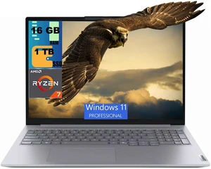 Lenovo ThinkBook 16 Gen 9 Laptop, 16" FHD+ (1920 x 1200) Display, AMD Ryzen 7 250 8 Cores Processor, AMD Radeon Graphics, 16GB DDR5 1TB PCIe SSD, Wi-Fi 7, FR, Windows 11 Pro Lenovo ThinkBook 16 Gen 9 Laptop, 16" FHD+ (1920 x 1200) Display, AMD Ryzen 7 250 8 Cores Processor, AMD Radeon Graphics, 16GB DDR5 1TB PCIe SSD, Wi-Fi 7, FR, Windows 11 Pro