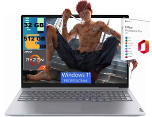 Lenovo ThinkBook 16 Gen 9 Laptop, 16" FHD+ (1920 x 1200) Display, AMD Ryzen 7 250 8 Cores Processor, AMD Radeon Graphics, 32GB DDR5 512GB PCIe SSD, Wi-Fi 7, FR, Windows 11 Pro, Office 2021 License Lenovo ThinkBook 16 Gen 9 Laptop, 16" FHD+ (1920 x 1200) Display, AMD Ryzen 7 250 8 Cores Processor, AMD Radeon Graphics, 32GB DDR5 512GB PCIe SSD, Wi-Fi 7, FR, Windows 11 Pro, Office 2021 License