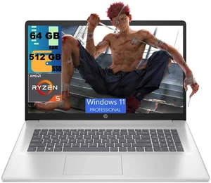 HP 17 Laptop, 17.3" FHD (1920 x 1080) Display, AMD Ryzen 5 7430U 6 cores Processor, AMD Radeon Graphics, 64GB DDR5 512GB PCIe SSD, Wi-Fi 6 & Bluetooth, Windows 11 Pro HP 17 Laptop, 17.3" FHD (1920 x 1080) Display, AMD Ryzen 5 7430U 6 cores Processor, AMD Radeon Graphics, 64GB DDR5 512GB PCIe SSD, Wi-Fi 6 & Bluetooth, Windows 11 Pro