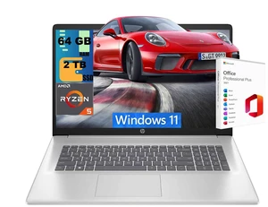 HP 17 Laptop, 17.3" FHD (1920 x 1080) Display, AMD Ryzen 5 7430U 6 cores Processor, AMD Radeon Graphics, 64GB DDR5 2TB PCIe SSD, Wi-Fi 6 & Bluetooth, Windows 11, Office 2021 License HP 17 Laptop, 17.3" FHD (1920 x 1080) Display, AMD Ryzen 5 7430U 6 cores Processor, AMD Radeon Graphics, 64GB DDR5 2TB PCIe SSD, Wi-Fi 6 & Bluetooth, Windows 11, Office 2021 License