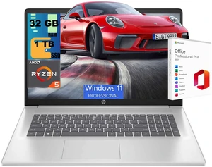 HP 17 Laptop, 17.3" FHD (1920 x 1080) Display, AMD Ryzen 5 7430U 6 cores Processor, AMD Radeon Graphics, 32GB DDR5 1TB PCIe SSD, Wi-Fi 6 & Bluetooth, Windows 11 Pro, Office 2021 License HP 17 Laptop, 17.3" FHD (1920 x 1080) Display, AMD Ryzen 5 7430U 6 cores Processor, AMD Radeon Graphics, 32GB DDR5 1TB PCIe SSD, Wi-Fi 6 & Bluetooth, Windows 11 Pro, Office 2021 License