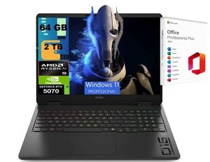 HP OMEN 16 Gaming Laptop, 16" WQXGA 240Hz, AMD Ryzen AI 9 365 10 cores Processor, NVIDIA GeForce RTX 5070 8 GB GDDR7, 64GB DDR5 2TB PCIe SSD, Wi-Fi 6E, Windows 11 Pro, Office 2021 License HP OMEN 16 Gaming Laptop, 16" WQXGA 240Hz, AMD Ryzen AI 9 365 10 cores Processor, NVIDIA GeForce RTX 5070 8 GB GDDR7, 64GB DDR5 2TB PCIe SSD, Wi-Fi 6E, Windows 11 Pro, Office 2021 License