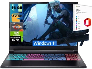 Acer Nitro V 16S Gaming Laptop, 16" WQXGA 180Hz Display, AMD Ryzen 7 260 8 Cores Processor, RTX 5070 8GB GDDR7 Graphics, 16GB DDR5 512GB PCIe SSD, Wi-Fi 6, Windows 11, Office 2021 License Acer Nitro V 16S Gaming Laptop, 16" WQXGA 180Hz Display, AMD Ryzen 7 260 8 Cores Processor, RTX 5070 8GB GDDR7 Graphics, 16GB DDR5 512GB PCIe SSD, Wi-Fi 6, Windows 11, Office 2021 License