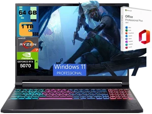 Acer Nitro V 16S Gaming Laptop, 16" WQXGA 180Hz Display, AMD Ryzen 7 260 8 Cores Processor, RTX 5070 8GB GDDR7 Graphics, 64GB DDR5 1TB PCIe SSD, Wi-Fi 6, Windows 11 Pro, Office 2021 License Acer Nitro V 16S Gaming Laptop, 16" WQXGA 180Hz Display, AMD Ryzen 7 260 8 Cores Processor, RTX 5070 8GB GDDR7 Graphics, 64GB DDR5 1TB PCIe SSD, Wi-Fi 6, Windows 11 Pro, Office 2021 License