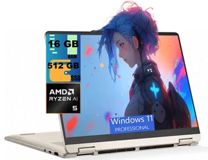 Lenovo Yoga 7 2-in-1 Laptop, 14" WUXGA (1920x1200) Touchscreen, AMD Ryzen AI 5 430 4 cores Processor, AMD Radeon 840M Graphics, 16GB DDR5 512GB PCIe SSD, Wi-Fi 7, Windows 11 Pro Lenovo Yoga 7 2-in-1 Laptop, 14" WUXGA (1920x1200) Touchscreen, AMD Ryzen AI 5 430 4 cores Processor, AMD Radeon 840M Graphics, 16GB DDR5 512GB PCIe SSD, Wi-Fi 7, Windows 11 Pro