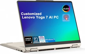 Lenovo Yoga 7 2-in-1 Laptop, 14" WUXGA (1920x1200) Touchscreen, AMD Ryzen AI 5 430 4 cores Processor, AMD Radeon 840M Graphics, 16GB DDR5 256GB PCIe SSD, Wi-Fi 7, Windows 11 Pro Lenovo Yoga 7 2-in-1 Laptop, 14" WUXGA (1920x1200) Touchscreen, AMD Ryzen AI 5 430 4 cores Processor, AMD Radeon 840M Graphics, 16GB DDR5 256GB PCIe SSD, Wi-Fi 7, Windows 11 Pro