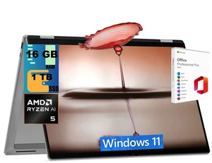 HP OmniBook X Flip 16 AI 2-in-1 Professional Laptop, 16" WUXGA Touchscreen, AMD 4-core Ryzen AI 5 430 Processor, AMD Radeon 840M, 16GB DDR5 1TB PCIe SSD, Windows 11, Office 2021 License HP OmniBook X Flip 16 AI 2-in-1 Professional Laptop, 16" WUXGA Touchscreen, AMD 4-core Ryzen AI 5 430 Processor, AMD Radeon 840M, 16GB DDR5 1TB PCIe SSD, Windows 11, Office 2021 License