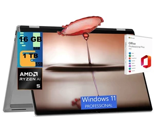 HP OmniBook X Flip 16 AI 2-in-1 Professional Laptop, 16" WUXGA Touchscreen, AMD 4-core Ryzen AI 5 430 Processor, AMD Radeon 840M, 16GB DDR5 1TB PCIe SSD, Windows 11 Pro, Office 2021 License HP OmniBook X Flip 16 AI 2-in-1 Professional Laptop, 16" WUXGA Touchscreen, AMD 4-core Ryzen AI 5 430 Processor, AMD Radeon 840M, 16GB DDR5 1TB PCIe SSD, Windows 11 Pro, Office 2021 License