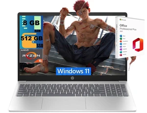 HP 15 Laptop, 15.6" FHD Touchscreen, AMD Ryzen 5 7520U 4 Cores Processor, AMD Radeon Graphics, 8GB DDR5 512GB PCIe SSD, WiFi 6, Bluetooth, Windows 11, Office 2021 License HP 15 Laptop, 15.6" FHD Touchscreen, AMD Ryzen 5 7520U 4 Cores Processor, AMD Radeon Graphics, 8GB DDR5 512GB PCIe SSD, WiFi 6, Bluetooth, Windows 11, Office 2021 License