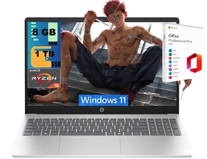 HP 15 Laptop, 15.6" FHD Touchscreen, AMD Ryzen 5 7520U 4 Cores Processor, AMD Radeon Graphics, 8GB DDR5 1TB PCIe SSD, WiFi 6, Bluetooth, Windows 11, Office 2021 License HP 15 Laptop, 15.6" FHD Touchscreen, AMD Ryzen 5 7520U 4 Cores Processor, AMD Radeon Graphics, 8GB DDR5 1TB PCIe SSD, WiFi 6, Bluetooth, Windows 11, Office 2021 License