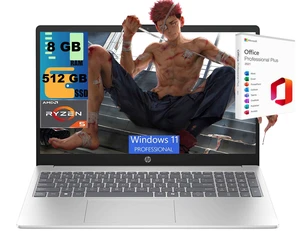 HP 15 Laptop, 15.6" FHD Touchscreen, AMD Ryzen 5 7520U 4 Cores Processor, AMD Radeon Graphics, 8GB DDR5 512GB PCIe SSD, WiFi 6, Bluetooth, Windows 11 Pro, Office 2021 License HP 15 Laptop, 15.6" FHD Touchscreen, AMD Ryzen 5 7520U 4 Cores Processor, AMD Radeon Graphics, 8GB DDR5 512GB PCIe SSD, WiFi 6, Bluetooth, Windows 11 Pro, Office 2021 License