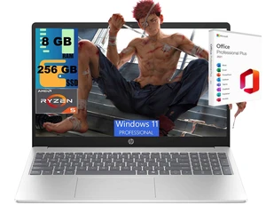 HP 15 Laptop, 15.6" FHD Touchscreen, AMD Ryzen 5 7520U 4 Cores Processor, AMD Radeon Graphics, 8GB DDR5 256GB PCIe SSD, WiFi 6, Bluetooth, Windows 11 Pro, Office 2021 License HP 15 Laptop, 15.6" FHD Touchscreen, AMD Ryzen 5 7520U 4 Cores Processor, AMD Radeon Graphics, 8GB DDR5 256GB PCIe SSD, WiFi 6, Bluetooth, Windows 11 Pro, Office 2021 License