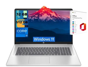 HP 17 Business Laptop, 17.3" FHD (1920 x 1080) Display, Intel Core i7-1355U 10 cores Processor, Intel Iris Xe Graphics, 32GB DDR4 512GB PCIe SSD, Wi-Fi 6, Windows 11, Office 2021 License HP 17 Business Laptop, 17.3" FHD (1920 x 1080) Display, Intel Core i7-1355U 10 cores Processor, Intel Iris Xe Graphics, 32GB DDR4 512GB PCIe SSD, Wi-Fi 6, Windows 11, Office 2021 License