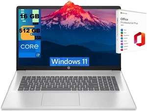 HP 17 Business Laptop, 17.3" FHD (1920 x 1080) Display, Intel Core i7-1355U 10 cores Processor, Intel Iris Xe Graphics, 16GB DDR4 512GB PCIe SSD, Wi-Fi 6, Windows 11, Office 2021 License HP 17 Business Laptop, 17.3" FHD (1920 x 1080) Display, Intel Core i7-1355U 10 cores Processor, Intel Iris Xe Graphics, 16GB DDR4 512GB PCIe SSD, Wi-Fi 6, Windows 11, Office 2021 License