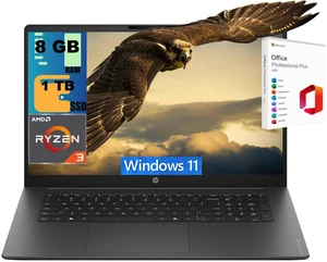 HP OmniBook 3 17 Laptop, 17.3" FHD Display, AMD Ryzen 3 30 4 Cores Processor, AMD Radeon 610M Graphics, 8GB DDR5 1TB PCIe SSD, WiFi 6, Bluetooth 5.4, Windows 11 Home, Office 2021 License HP OmniBook 3 17 Laptop, 17.3" FHD Display, AMD Ryzen 3 30 4 Cores Processor, AMD Radeon 610M Graphics, 8GB DDR5 1TB PCIe SSD, WiFi 6, Bluetooth 5.4, Windows 11 Home, Office 2021 License