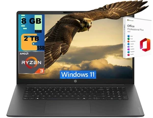HP OmniBook 3 17 Laptop, 17.3" FHD Display, AMD Ryzen 3 30 4 Cores Processor, AMD Radeon 610M Graphics, 8GB DDR5 2TB PCIe SSD, WiFi 6, Bluetooth 5.4, Windows 11 Home, Office 2021 License HP OmniBook 3 17 Laptop, 17.3" FHD Display, AMD Ryzen 3 30 4 Cores Processor, AMD Radeon 610M Graphics, 8GB DDR5 2TB PCIe SSD, WiFi 6, Bluetooth 5.4, Windows 11 Home, Office 2021 License