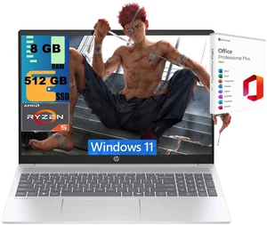 HP OmniBook 5 16 Laptop, 16" WUXGA (1920x1200) Display, AMD Ryzen 5 8540U Hexa-Core Processor, AMD Radeon 740M Graphics, 8GB DDR5 512GB PCIe SSD, Wi-Fi 6E, Windows 11 Home, Office 2021 License HP OmniBook 5 16 Laptop, 16" WUXGA (1920x1200) Display, AMD Ryzen 5 8540U Hexa-Core Processor, AMD Radeon 740M Graphics, 8GB DDR5 512GB PCIe SSD, Wi-Fi 6E, Windows 11 Home, Office 2021 License