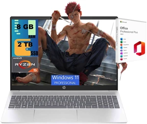 HP OmniBook 5 16 Laptop, 16" WUXGA (1920x1200) Display, AMD Ryzen 5 8540U Hexa-Core Processor, AMD Radeon 740M Graphics, 8GB DDR5 2TB PCIe SSD, Wi-Fi 6E, Windows 11 Pro, Office 2021 License HP OmniBook 5 16 Laptop, 16" WUXGA (1920x1200) Display, AMD Ryzen 5 8540U Hexa-Core Processor, AMD Radeon 740M Graphics, 8GB DDR5 2TB PCIe SSD, Wi-Fi 6E, Windows 11 Pro, Office 2021 License
