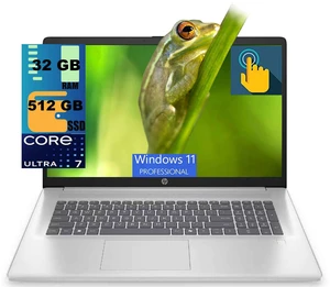 HP 17 Business Laptop, 17.3" HD+ Touchscreen, Intel Core Ultra 7 255U 12 cores processor, Intel Graphics, 32GB DDR5  512GB PCIe SSD, Backlit Keyboard, Wi-Fi 6, Windows 11 Pro