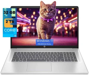 HP 17 Business Laptop, 17.3" HD+ (1600*900) Display, Intel Core i3 N305 8 cores Processor, Intel UHD Graphics, 32GB DDR4  2TB PCIe SSD, Wi-Fi 6 and Bluetooth 5.0, Windows 11 Pro