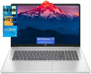 HP 17 Business Laptop, 17.3" FHD ( 1920 x 1080 ) Display, Intel Core i5-1334U 10-core Processor, Intel Iris Xe Graphics, 64GB DDR4 512GB PCIe SSD, Wi-Fi 6 and Bluetooth 5.0 combo, Windows 11 Pro HP 17 Business Laptop, 17.3" FHD ( 1920 x 1080 ) Display, Intel Core i5-1334U 10-core Processor, Intel Iris Xe Graphics, 64GB DDR4 512GB PCIe SSD, Wi-Fi 6 and Bluetooth 5.0 combo, Windows 11 Pro
