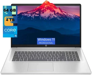 HP 17 Business Laptop, 17.3" FHD ( 1920 x 1080 ) Display, Intel Core i5-1334U 10-core Processor, Intel Iris Xe Graphics, 64GB DDR4 4TB PCIe SSD, Wi-Fi 6 and Bluetooth 5.0 combo, Windows 11 Pro HP 17 Business Laptop, 17.3" FHD ( 1920 x 1080 ) Display, Intel Core i5-1334U 10-core Processor, Intel Iris Xe Graphics, 64GB DDR4 4TB PCIe SSD, Wi-Fi 6 and Bluetooth 5.0 combo, Windows 11 Pro